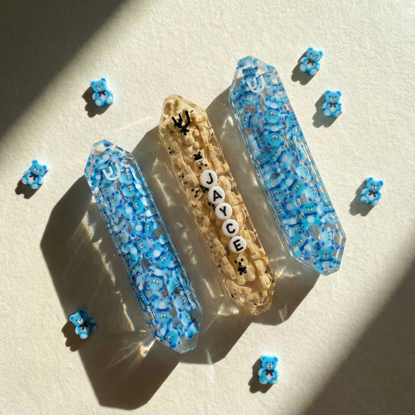 Adorable Blue and Brown teddy bear mezuzahs