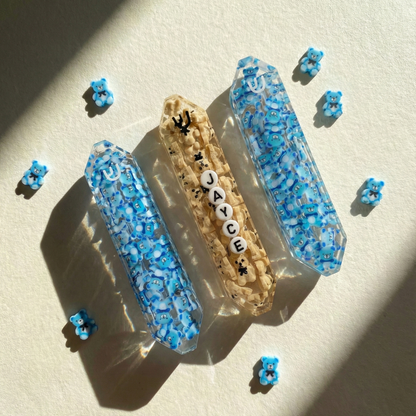 Adorable Blue and Brown teddy bear mezuzahs