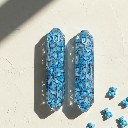 Cute blue teddy bear mezuzahs