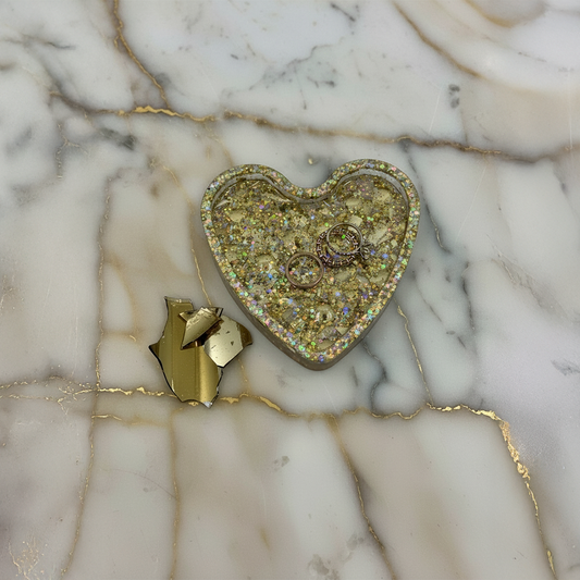 Chuppah Glass Jewelery Catch-All  (Heart & Round)