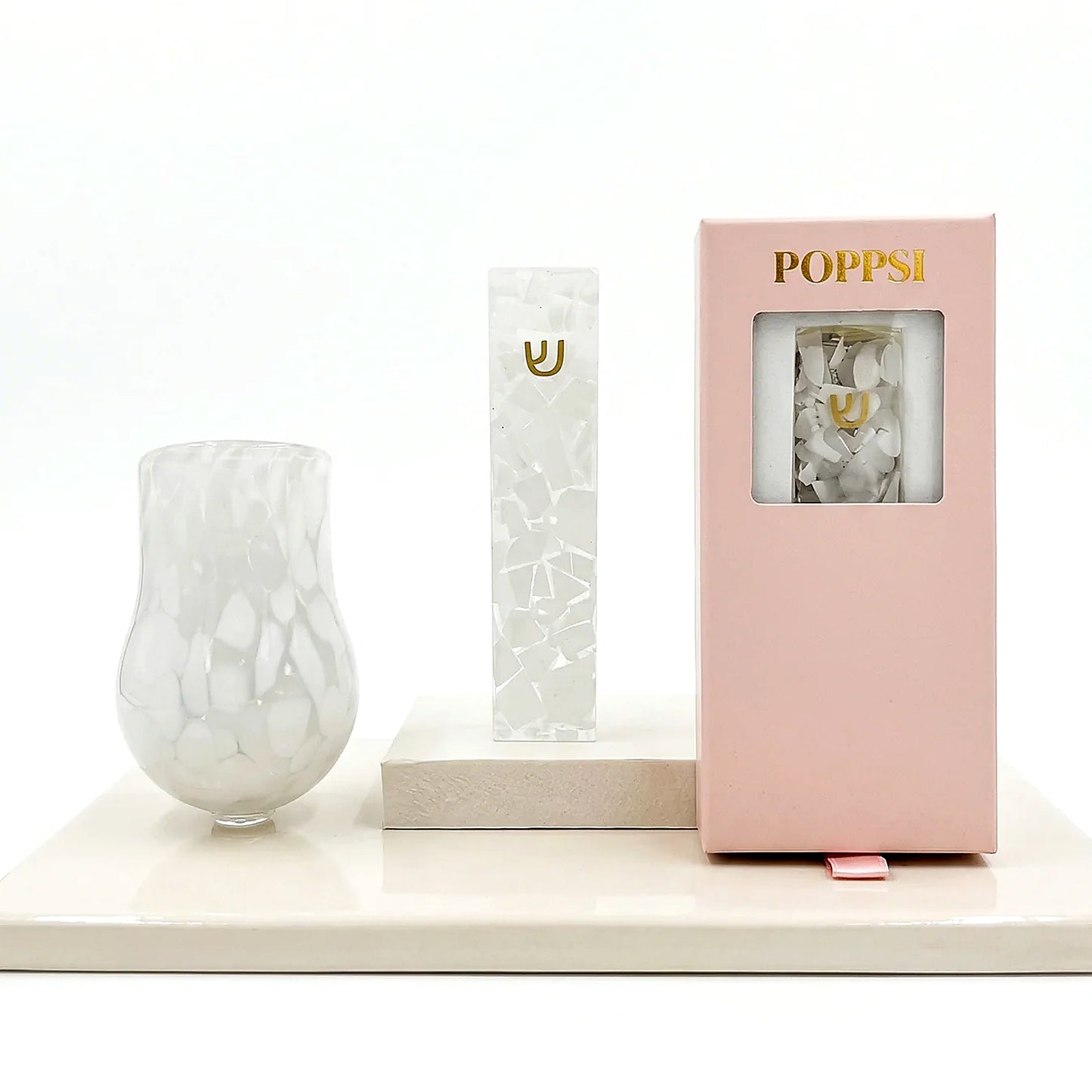 Ivory Mezuzah - Wedding Chuppah Glass Mezuzah Kit