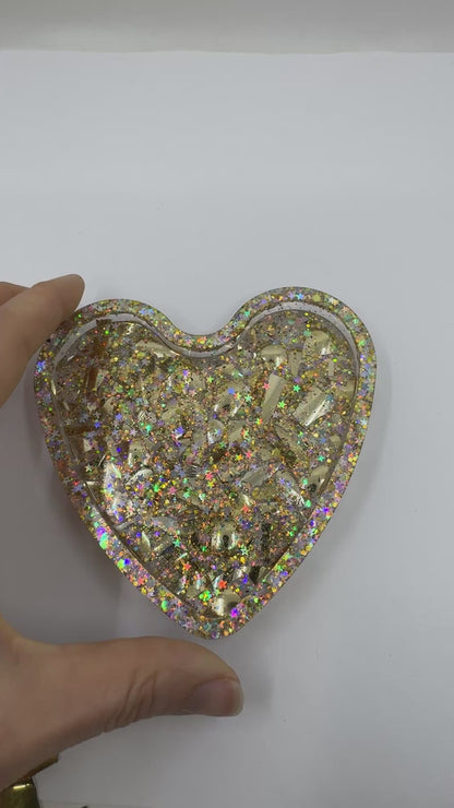 Chuppah Glass Trinket Dish- Heart and Round